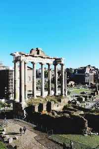 Old ruins against clear blue sky