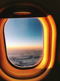 View of sea from airplane window