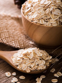 Close-up of breakfast on table