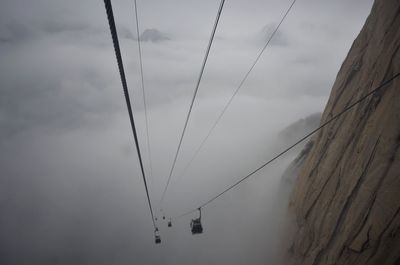 Low angle view of ski lift against sky