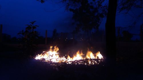 Bonfire against sky at night