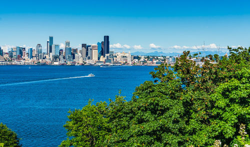 Scenic view of sea and city against sky