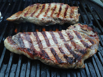 Close-up of grilled meat on barbecue