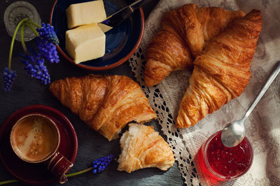 Close-up of fresh croissants