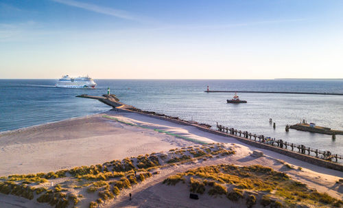 Scenic view of sea against clear sky