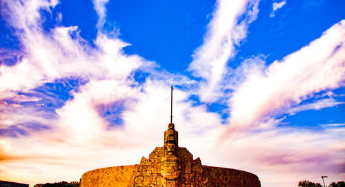 Low angle view of old building against sky