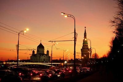 City lit up at night