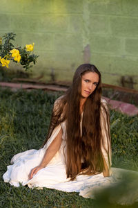 Portrait of young woman looking away