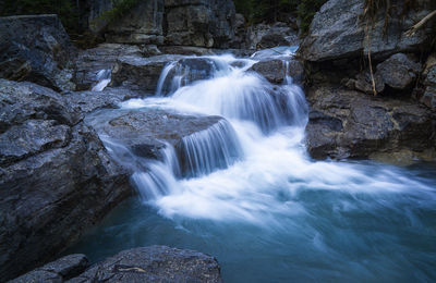 Scenic view of waterfall in forest