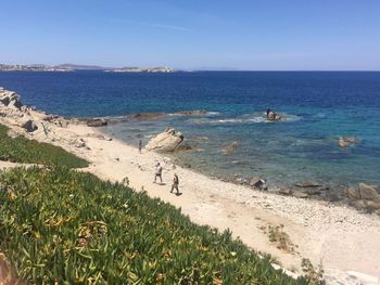 Scenic view of sea against clear sky