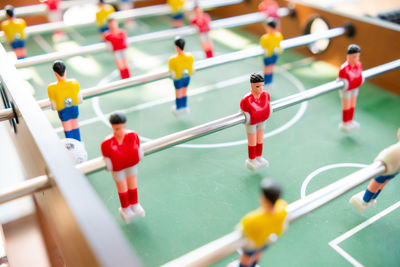 Close-up of foosball table