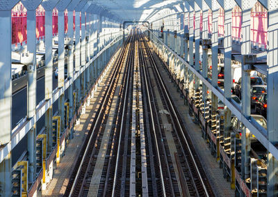 High angle view of railroad station platform