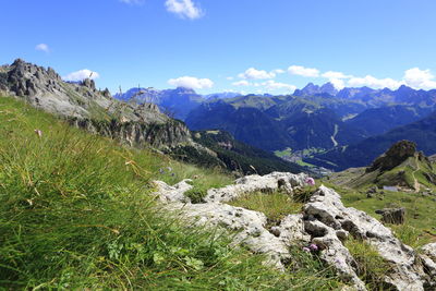 Scenic view of mountains against sky