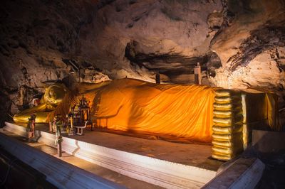 View of illuminated cave