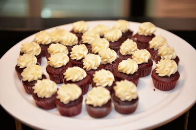 Close-up of cupcakes in plate