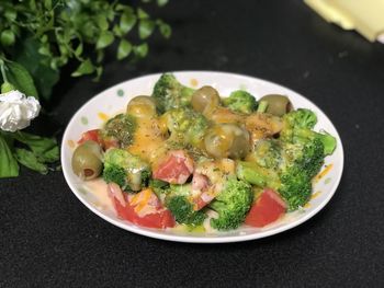 High angle view of salad in bowl
