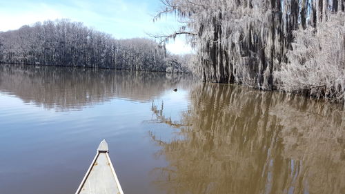 Cropped boat in river