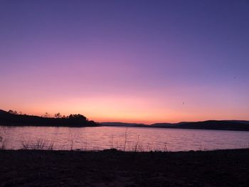 Scenic view of sea against clear sky during sunset