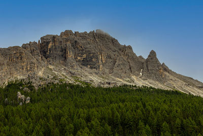 View of the dolomites with the underlying forest