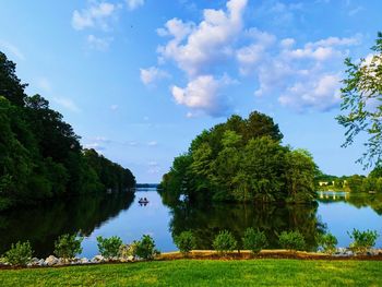 Scenic view of lake against sky