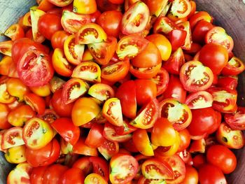 Full frame shot of chopped tomatoes
