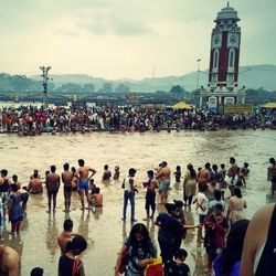 People in amusement park