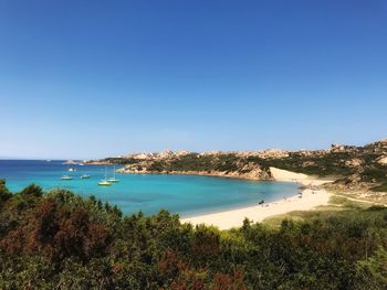 Scenic view of sea against blue sky