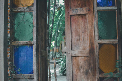 Full frame shot of window of old building