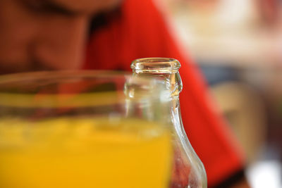 Close-up of drink in glass on table