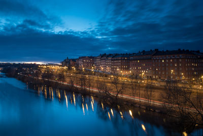 View of illuminated city at night