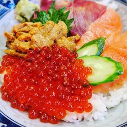 Close-up of strawberries in plate