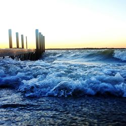 Scenic view of sea against clear sky