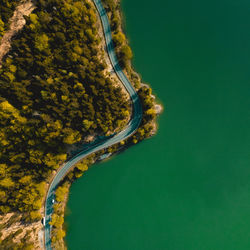 Drone shot over a beautiful lake