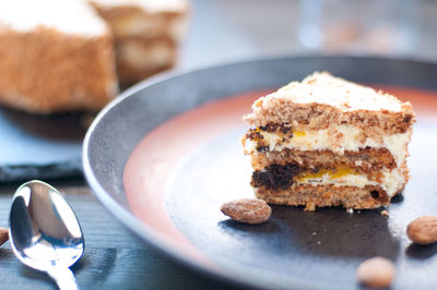 Close-up of dessert in plate on table