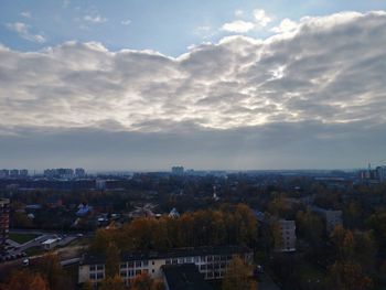 High angle view of townscape against sky