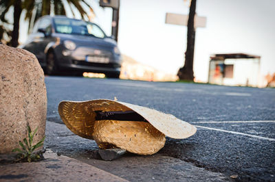 Close-up of car on street