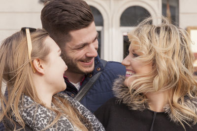 Close-up of happy mother with daughter