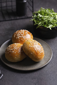 Burger buns with sesame seeds