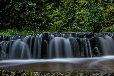 View of waterfall in forest