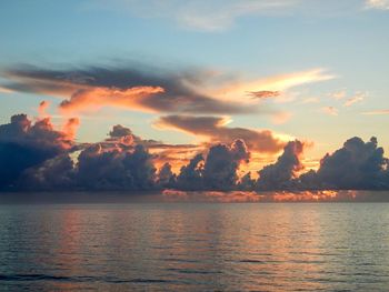 View of sea against cloudy sky during sunset