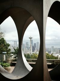 Space needle seen through modern architecture