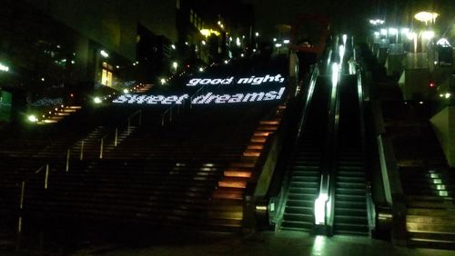 Illuminated steps at night