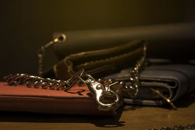 Close-up of vintage car on table