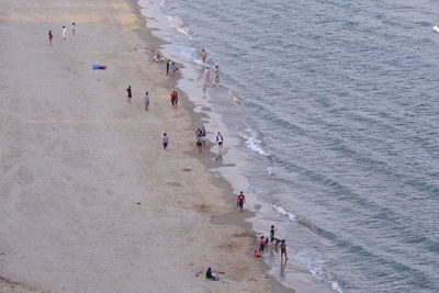 High angle view of people at beach