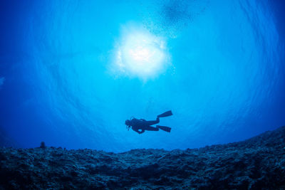 Low angle view of person swimming in sea