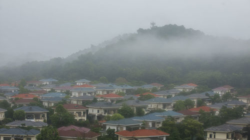 High angle view of townscape against sky