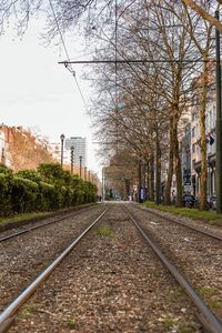 View of railroad tracks in city