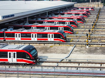 Train on railroad station