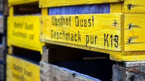 Close-up of text on wall