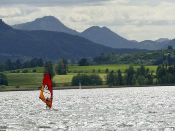 Scenic view of lake against mountains